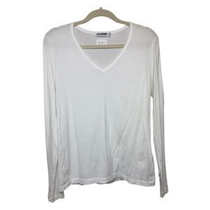 Jil Sander White V-Neck Long Sleeve Tee Sz. M